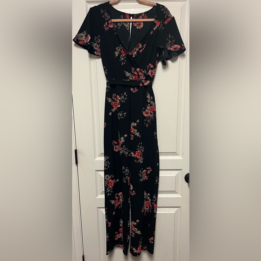 Black floral jumpsuit!